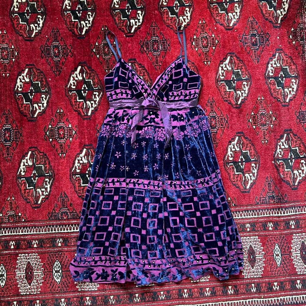 Anna Sui Silk + Velvet Babydoll Dress!